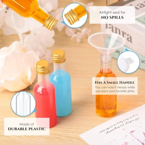 10/30/50/100Pcs Mini Plastic Wine Bottle Suit 1.7 Oz Portable Clear Juice Bottle Cereal Bottle Christmas Party Decorative Bottle 2
