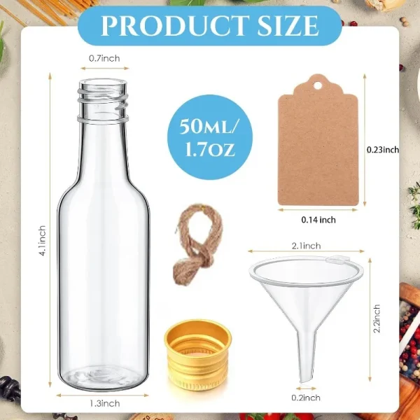 10/30/50/100Pcs Mini Plastic Wine Bottle Suit 1.7 Oz Portable Clear Juice Bottle Cereal Bottle Christmas Party Decorative Bottle 6