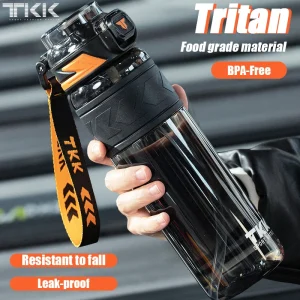 TKK 600/800/1000ml Sports Watter Bottle Tritan BPA free Straw Portable Leak-proof Plastic Drinkware Outdoor Fitness Kettle 1