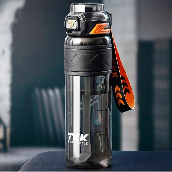 TKK 600/800/1000ml Sports Watter Bottle Tritan BPA free Straw Portable Leak-proof Plastic Drinkware Outdoor Fitness Kettle 5