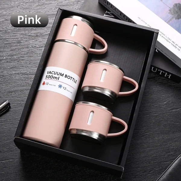 304 Stainless 500ml Steel Vacuum Insulated Water Bottle Business Style Travel Thermal Mug Portable Coffee Bottle Office Gift Set 1