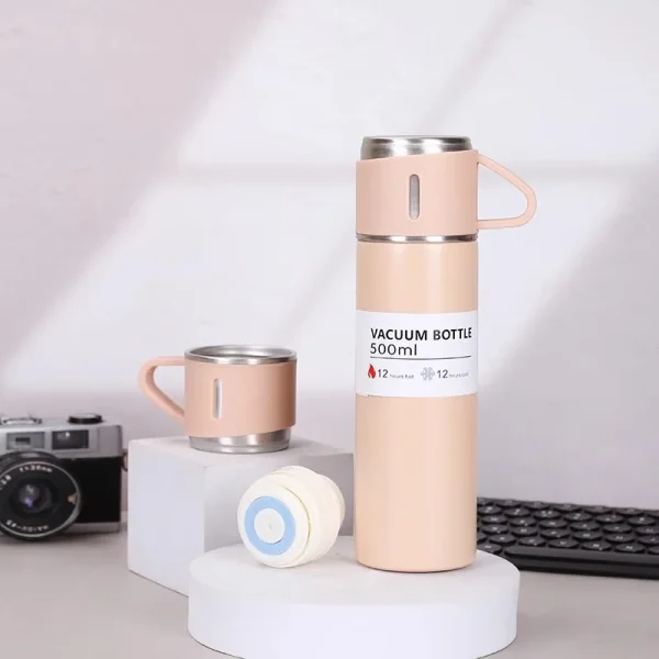 304 Stainless 500ml Steel Vacuum Insulated Water Bottle Business Style Travel Thermal Mug Portable Coffee Bottle Office Gift Set 6