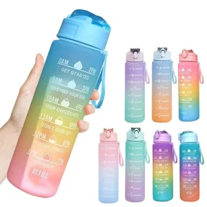750ML Large Capacity Water Bottle Portable Plastic Clear Drink Bottle with Time Marker Motivational Sports Water Cup 1