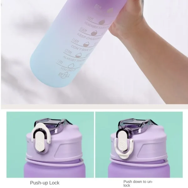 750ML Large Capacity Water Bottle Portable Plastic Clear Drink Bottle with Time Marker Motivational Sports Water Cup 2