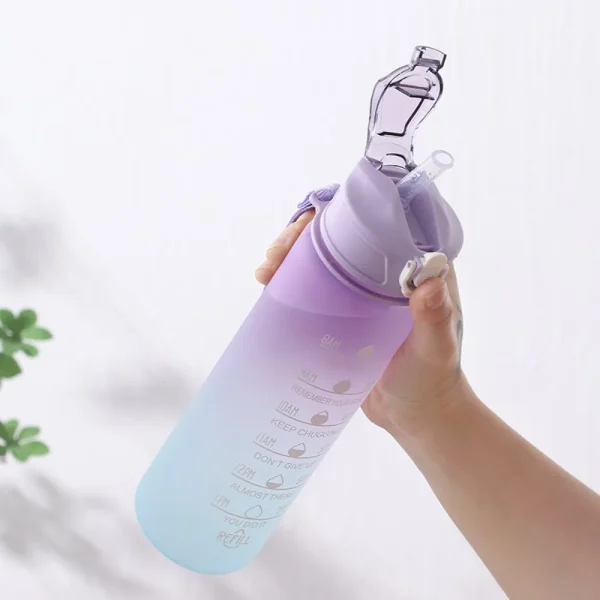 750ML Large Capacity Water Bottle Portable Plastic Clear Drink Bottle with Time Marker Motivational Sports Water Cup 3