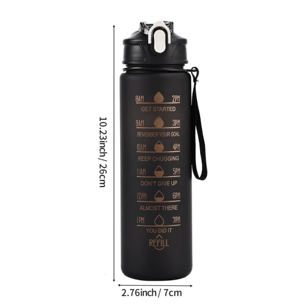 750ML Large Capacity Water Bottle Portable Plastic Clear Drink Bottle with Time Marker Motivational Sports Water Cup 4