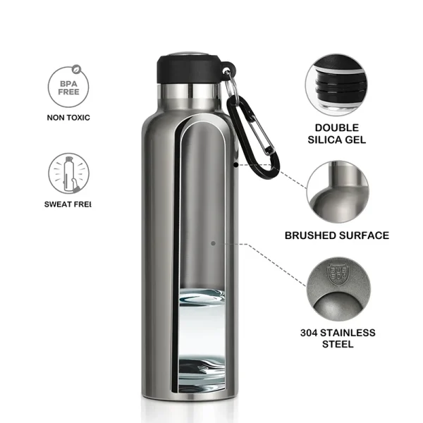 FEIJIAN Thermos Portable Water Bottle Stainless Steel Thermal Cup Leak-proof Flask Mini 500ML/600ML 2