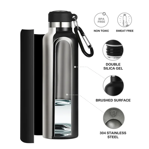 FEIJIAN Thermos Portable Water Bottle Stainless Steel Thermal Cup Leak-proof Flask Mini 500ML/600ML 3