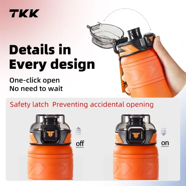TKK 600/850/1000ml Sports Watter Bottle Tritan BPA-free Portable Leak-proof Plastic Drinkware Outdoor Fitness Gradie Kettle 2