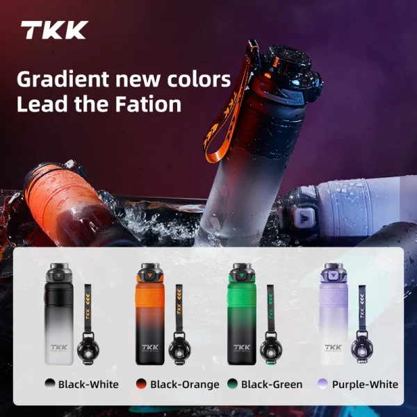 TKK 600/850/1000ml Sports Watter Bottle Tritan BPA-free Portable Leak-proof Plastic Drinkware Outdoor Fitness Gradie Kettle 4
