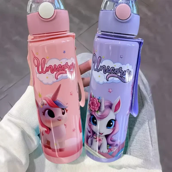 700ml Cute & Durable Cartoon Space Cup with Hand-held Ring BPA-Free High Temperature Resistant Portable Outdoor Water Bottle 1