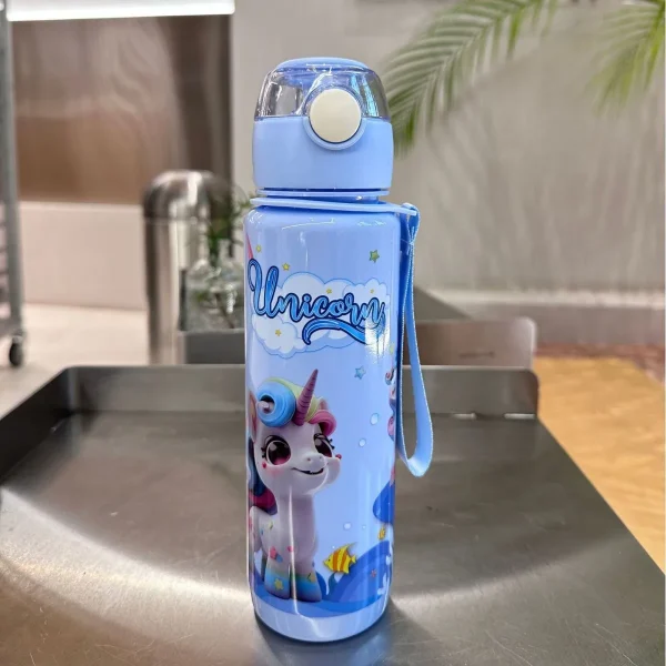 700ml Cute & Durable Cartoon Space Cup with Hand-held Ring BPA-Free High Temperature Resistant Portable Outdoor Water Bottle 4