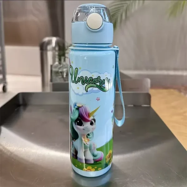 700ml Cute & Durable Cartoon Space Cup with Hand-held Ring BPA-Free High Temperature Resistant Portable Outdoor Water Bottle 5