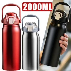 2L Tumbler Thermo Bottle Large Capacity With Straw Stainless Steel Thermal Water Bottle Cold and Hot Thermo Cup Vacuum Flask Gym 1