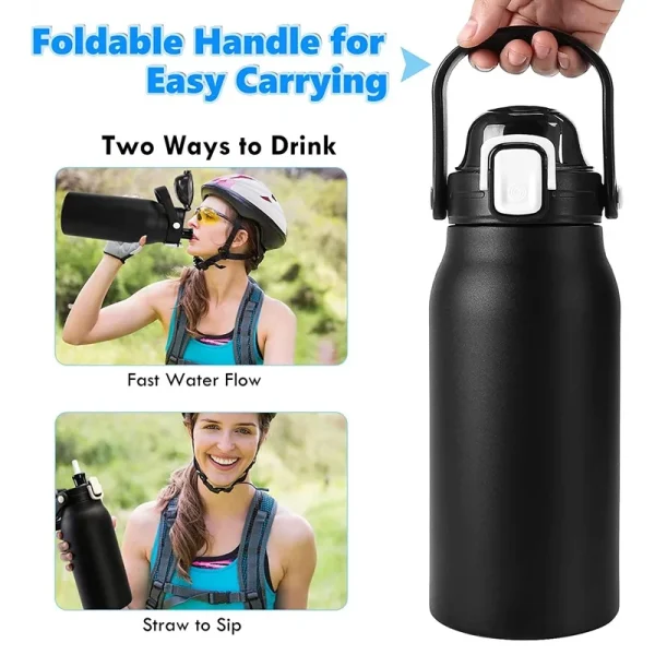 2L Tumbler Thermo Bottle Large Capacity With Straw Stainless Steel Thermal Water Bottle Cold and Hot Thermo Cup Vacuum Flask Gym 2