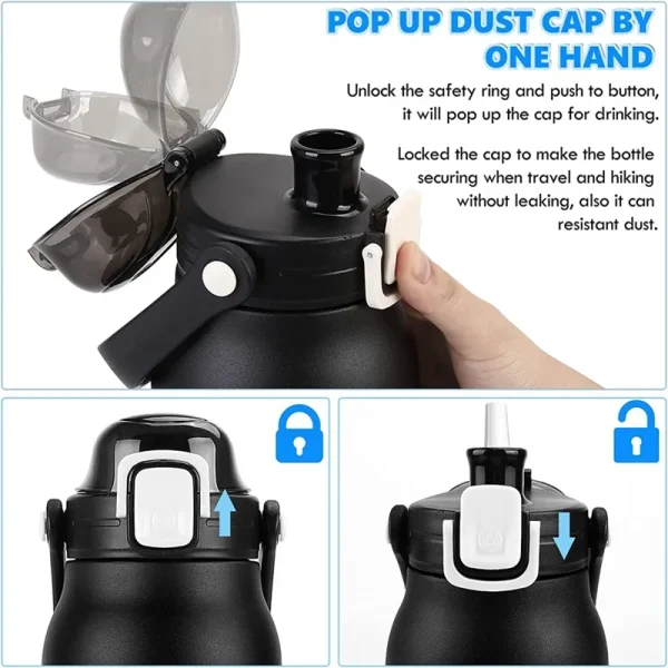 2L Tumbler Thermo Bottle Large Capacity With Straw Stainless Steel Thermal Water Bottle Cold and Hot Thermo Cup Vacuum Flask Gym 3