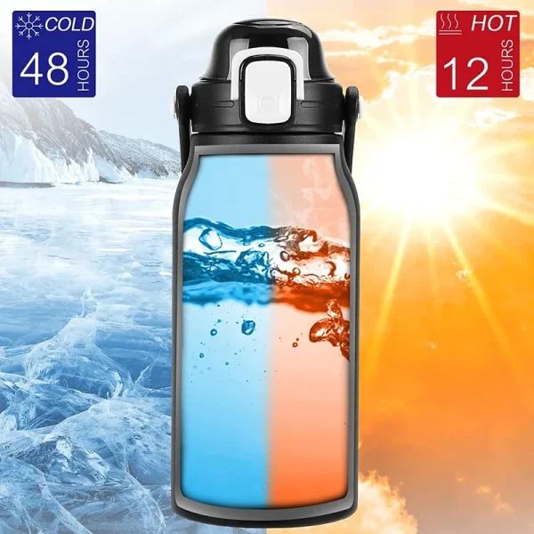 2L Tumbler Thermo Bottle Large Capacity With Straw Stainless Steel Thermal Water Bottle Cold and Hot Thermo Cup Vacuum Flask Gym 5
