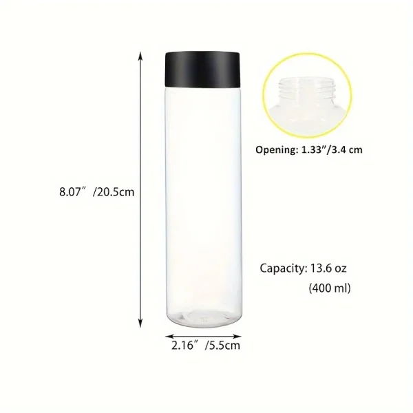 12pcs Portable Plastic Fruit Juice Bottle , Clear Bulk  Container For Indoor/Outdoor, Camping Drink  For Fridge Bar Supplies 2