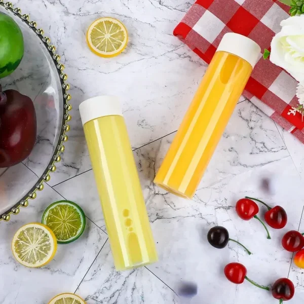 12pcs Portable Plastic Fruit Juice Bottle , Clear Bulk  Container For Indoor/Outdoor, Camping Drink  For Fridge Bar Supplies 6