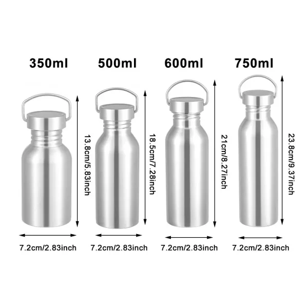 Stainless Steel Bicycle Water Bottle Sports Fitness Single Walled Leak-Proof Bamboo Lid Vacuum Insulated Metal Flask Portable 5