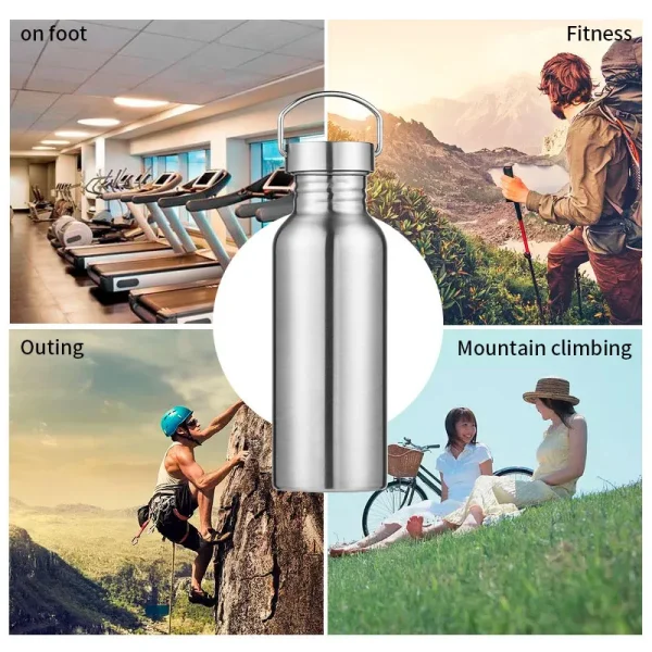 Stainless Steel Water Bottle Leak-proof Single Wall Large Capacity Wide Mouth Sports Water Bottles For Cycling Hiking Drinkware 6