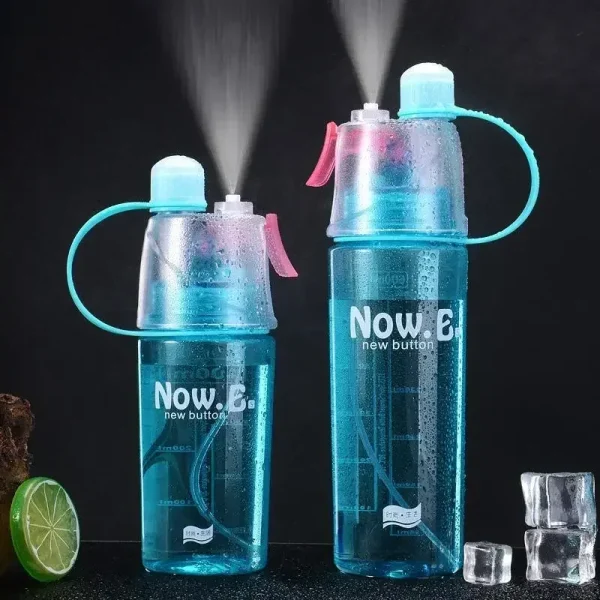 New 400/600Ml 3 Color Solid Plastic Spray Cool Summer Sport Water Bottle Portable Climbing Outdoor Bike Shaker Bottles 3