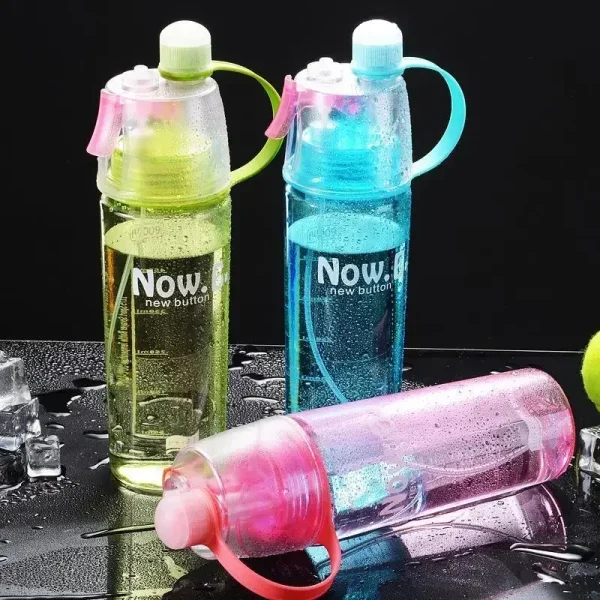 New 400/600Ml 3 Color Solid Plastic Spray Cool Summer Sport Water Bottle Portable Climbing Outdoor Bike Shaker Bottles 4