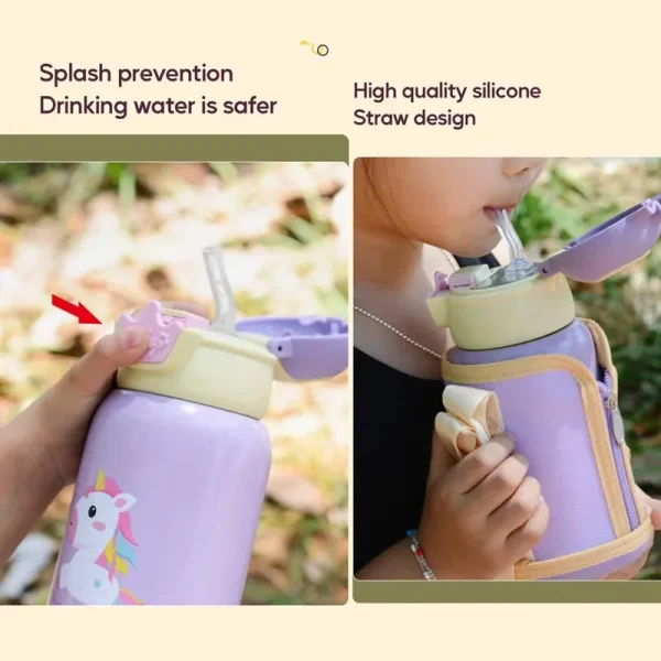 500ml Unicorn Kids Thermos Bottle Cute Children's Thermal Water Bottle Stainless Steel Thermos Mug For Kids Portable Water Cup 3