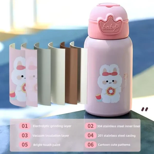 500ml Unicorn Kids Thermos Bottle Cute Children's Thermal Water Bottle Stainless Steel Thermos Mug For Kids Portable Water Cup 4