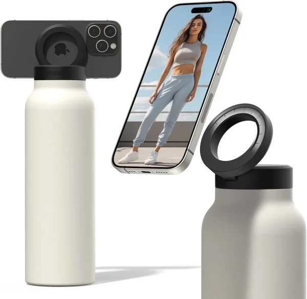 Insulated Water Bottle Compatible MagSafe Water Bottle With Phone Holder,Stainless Steel Water Bottle With Magnetic Phone Tripod 1