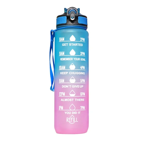 1L Water bottle 12 colors Leak Proof with Time Mark Drink and Straw Motivational Drinking Sports Water Bottle for Outdoor Hiking 4