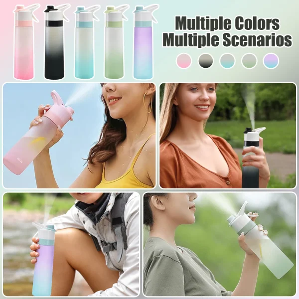 650/700ML Gradient Plastic Water Bottle with Straw Large Capacity Sports Portable Travel Water Bottle For Outdoor Travel 2