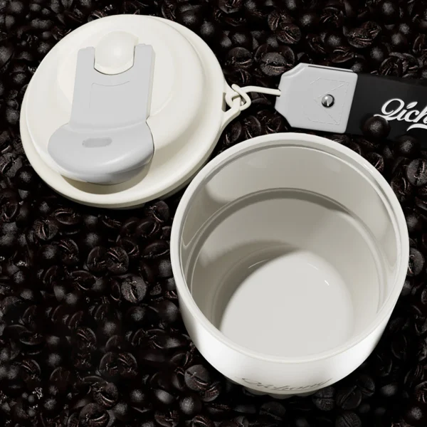 410ml Portable Insulated Coffee Mug Ceramic Milk Juice Water Whey Soybean Cup Thermal Bottle with Lid Simple Style Reusable 3