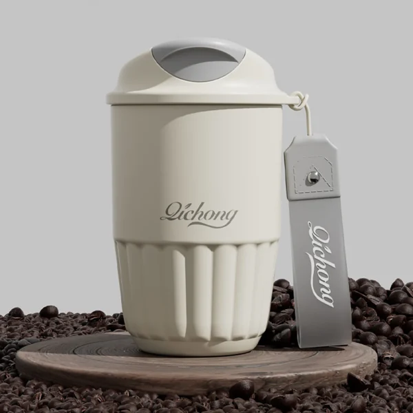 410ml Portable Insulated Coffee Mug Ceramic Milk Juice Water Whey Soybean Cup Thermal Bottle with Lid Simple Style Reusable 4