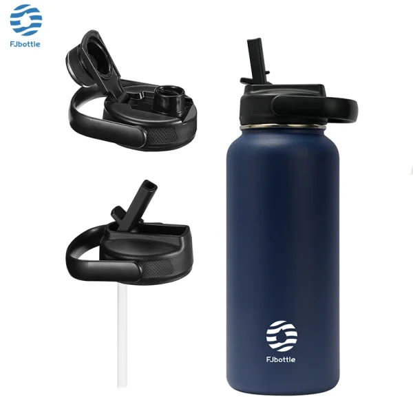 FEIJIAN Thermos Bottle with Straw Sport Stainless Steel Vacuum Flask Insulated Water Bottle with Handle Lid 950/1200ml 1