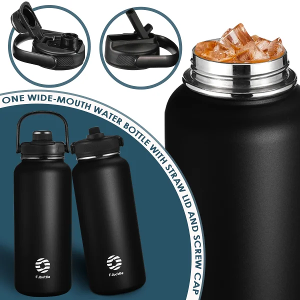 FEIJIAN Thermos Bottle with Straw Sport Stainless Steel Vacuum Flask Insulated Water Bottle with Handle Lid 950/1200ml 2