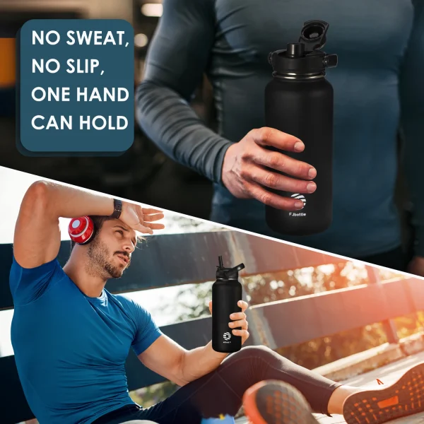 FEIJIAN Thermos Bottle with Straw Sport Stainless Steel Vacuum Flask Insulated Water Bottle with Handle Lid 950/1200ml 6