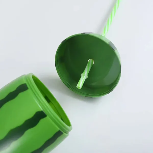 Creative Cartoon Fruit Summer Straw Cup Food Grade Plastic Strawberry Pineapple Watermelon Water Bottle Tea Milk Juice Bottle 3