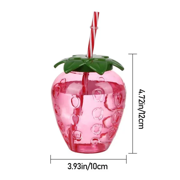 Creative Cartoon Fruit Summer Straw Cup Food Grade Plastic Strawberry Pineapple Watermelon Water Bottle Tea Milk Juice Bottle 5