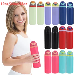 24/32oz Straw Double-Layer Insulated Cup 304 Stainless Steel Sports Water Bottle Travel Vacuum Flask for Outdoor Camping Sports 1