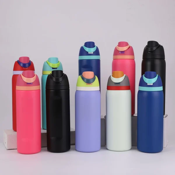 24/32oz Straw Double-Layer Insulated Cup 304 Stainless Steel Sports Water Bottle Travel Vacuum Flask for Outdoor Camping Sports 4