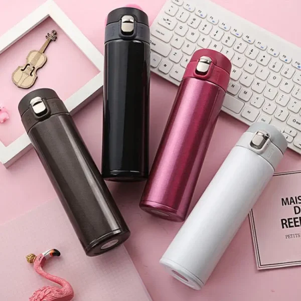 16Oz Metal Water Bottle Stainless Steel Bouncing Cover Vacuum Flask BPA Free Leak Proof Insulated Cup Coffee Mug Water Bottle 1