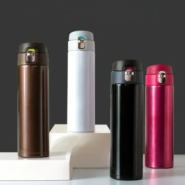 16Oz Metal Water Bottle Stainless Steel Bouncing Cover Vacuum Flask BPA Free Leak Proof Insulated Cup Coffee Mug Water Bottle 2