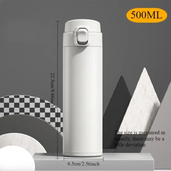 16Oz Metal Water Bottle Stainless Steel Bouncing Cover Vacuum Flask BPA Free Leak Proof Insulated Cup Coffee Mug Water Bottle 6