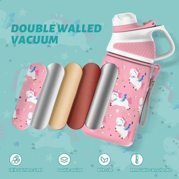 FEIJIAN Kids Stainless Steel Thermos Mug Cartoon Leak-Proof Vacuum Flask Children Thermal Water Bottle Thermocup 3