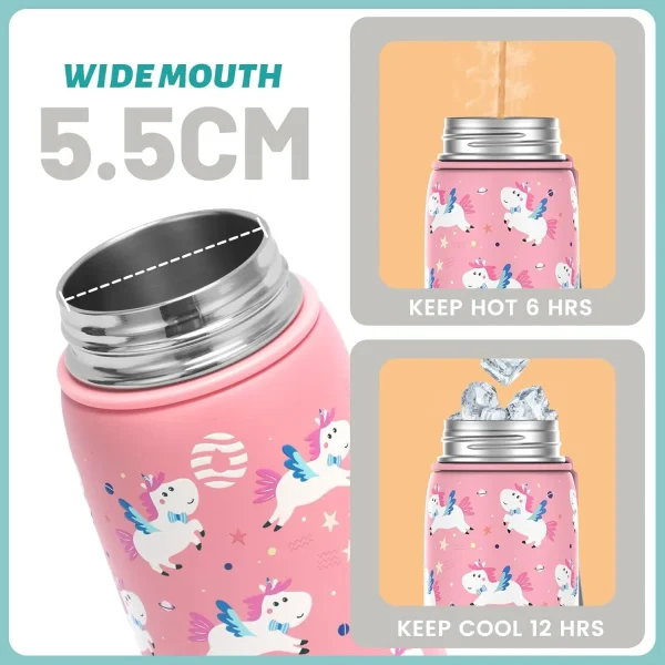 FEIJIAN Kids Stainless Steel Thermos Mug Cartoon Leak-Proof Vacuum Flask Children Thermal Water Bottle Thermocup 4