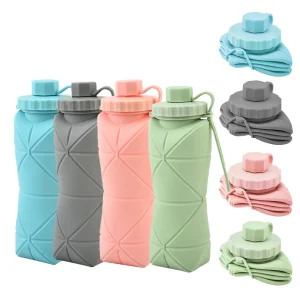 600ml Silicone Folding Bottle Adult Portable Reusable Plastic Cups Outdoor Travel Gym Water Bottle Motivational Drinking Bottle 1