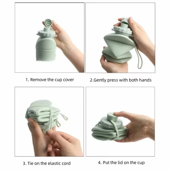 600ml Silicone Folding Bottle Adult Portable Reusable Plastic Cups Outdoor Travel Gym Water Bottle Motivational Drinking Bottle 3