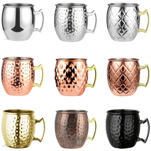1pcs 550ml 18 Ounces Moscow Mule Mug Stainless Steel Hammered Copper Plated Beer Cup Coffee Cup Bar Drinkware 1