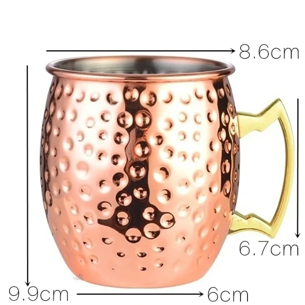 1pcs 550ml 18 Ounces Moscow Mule Mug Stainless Steel Hammered Copper Plated Beer Cup Coffee Cup Bar Drinkware 2